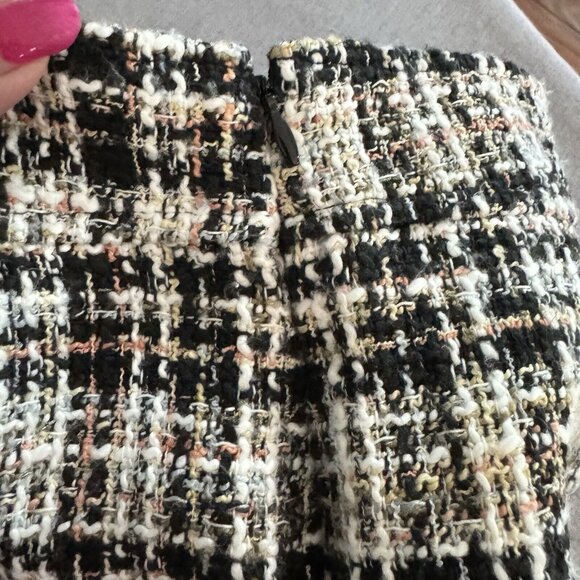 Loft Women’s Sz 4 Tweed A-Line Black/Tan/White Skirt Bouche Lined Skirt Career - Picture 10 of 10